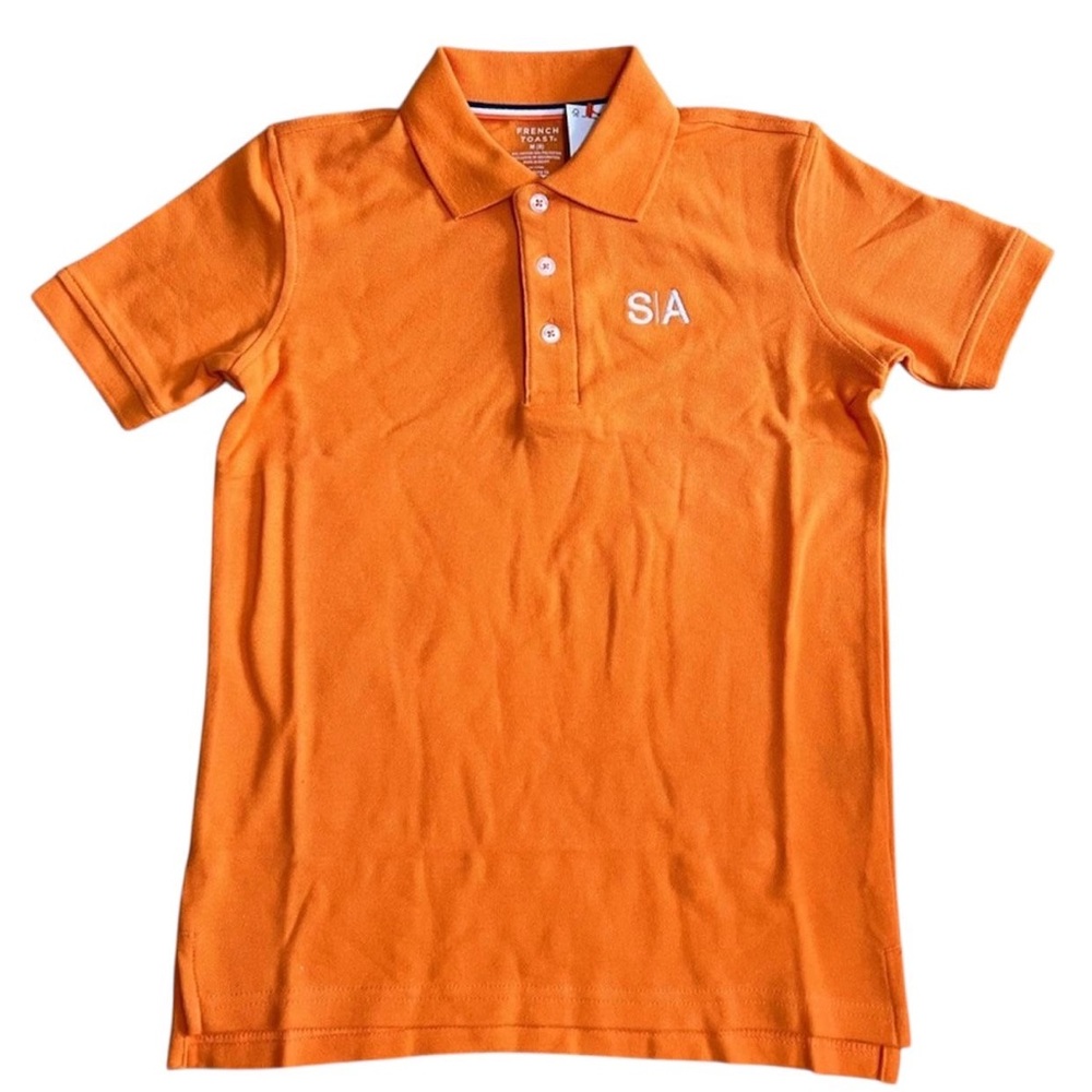 French Toast Orange Short Sleeve Pique Polo Shirt Boys Girls Unisex Sun Orange